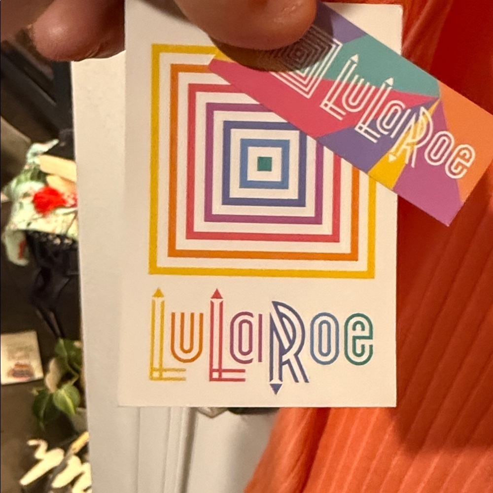 LuLaRoe Orange Ribbed Short Sleeve Tee - Picture 5 of 5